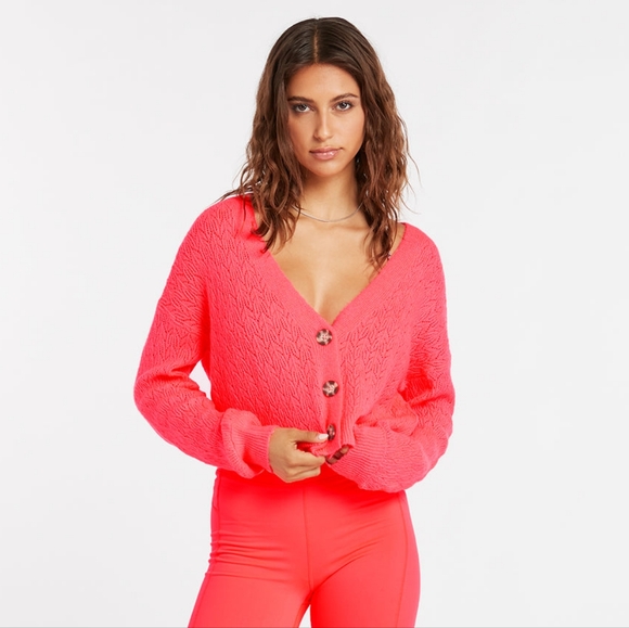 Volcom - Cardigan Beach Sweater - Electric Coral -Size Small - Picture 8 of 8